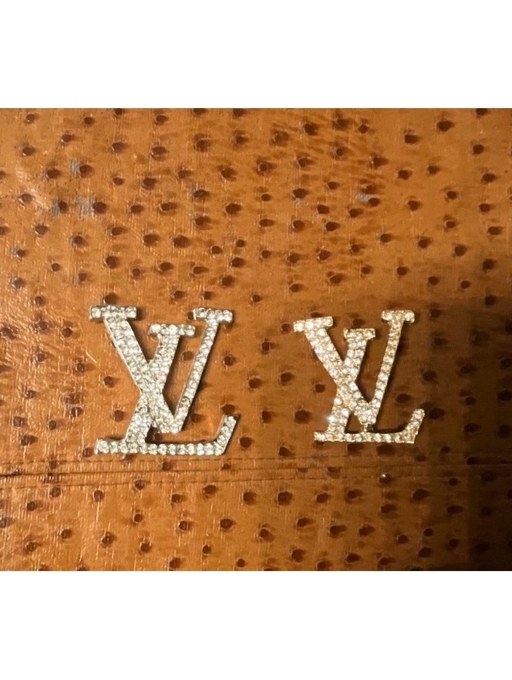 Set of 2 LV Logo  Brooch with Rhinestone Detailing